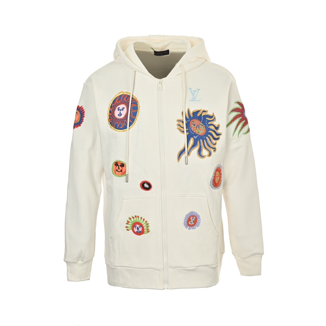 Yayoi Kusama sunfish heavily embroidered hooded jacket