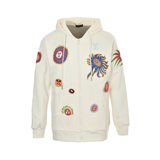 Yayoi Kusama sunfish heavily embroidered hooded jacket