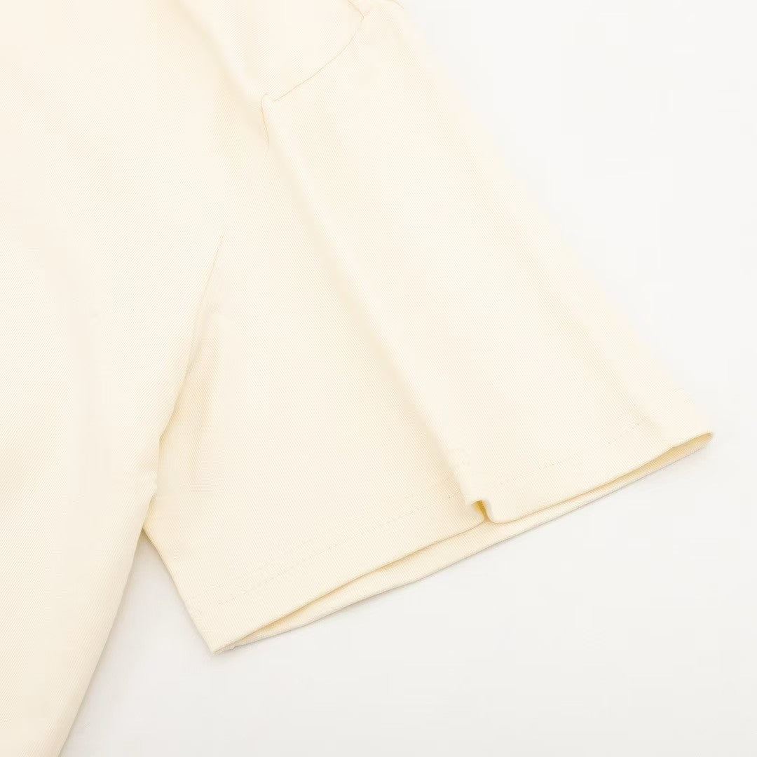 Light yellow letter short sleeves