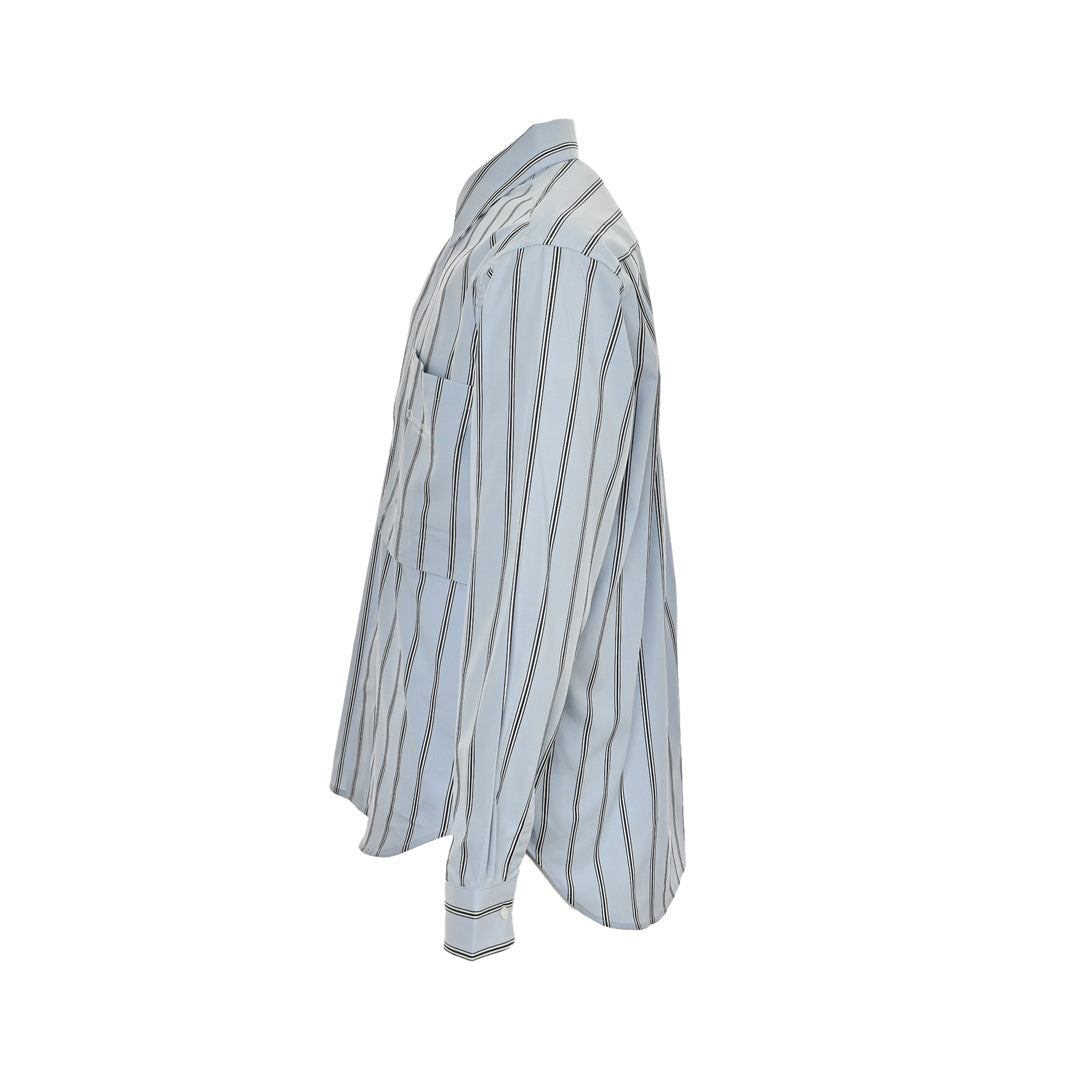 pocket embroidered striped shirt