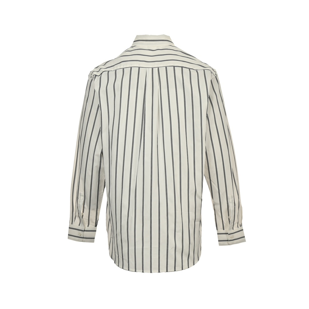 pocket embroidered striped shirt