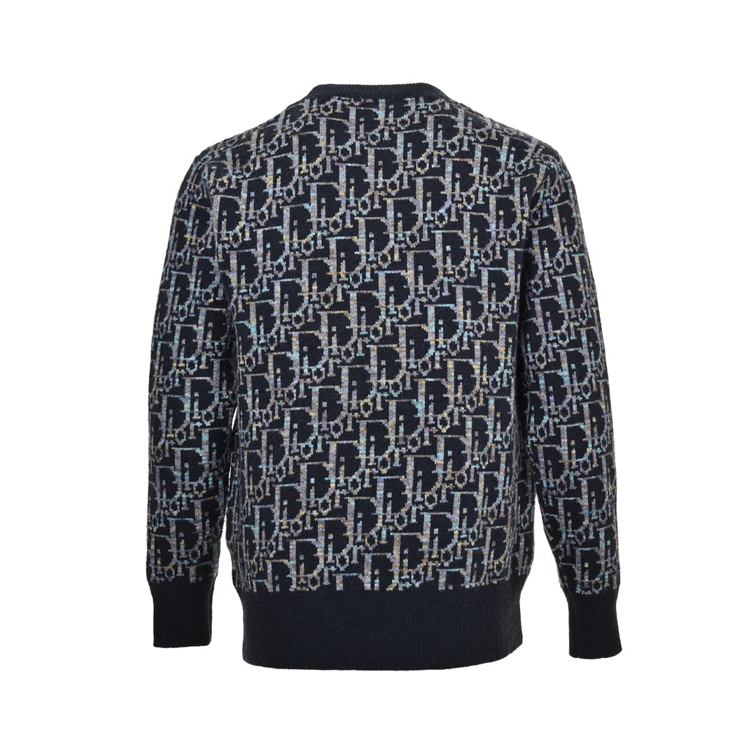 All-over monogram jacquard crew neck sweater