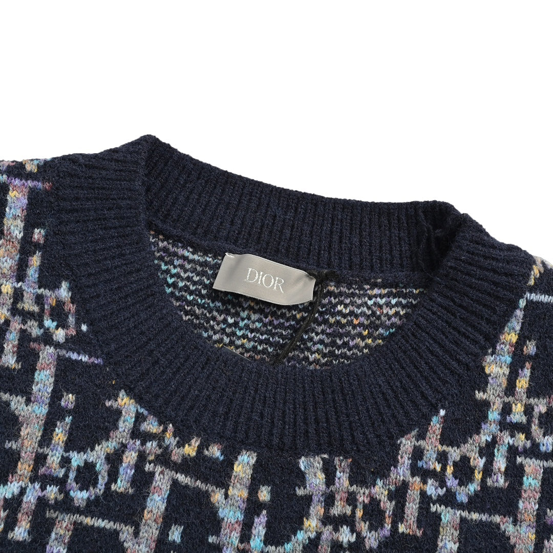 All-over monogram jacquard crew neck sweater