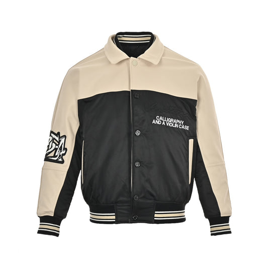 Contrast color stitching baseball jacket