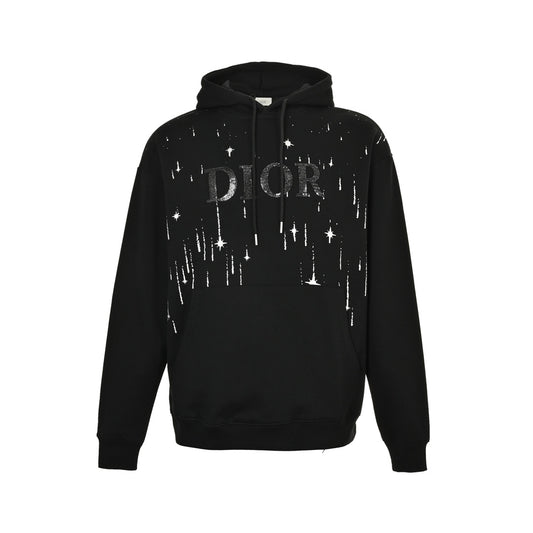 Shooting Star Embroidered Lettering Hoodie