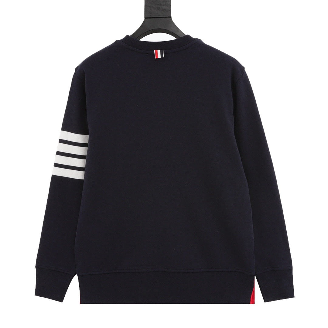 Four-bar crewneck sweater