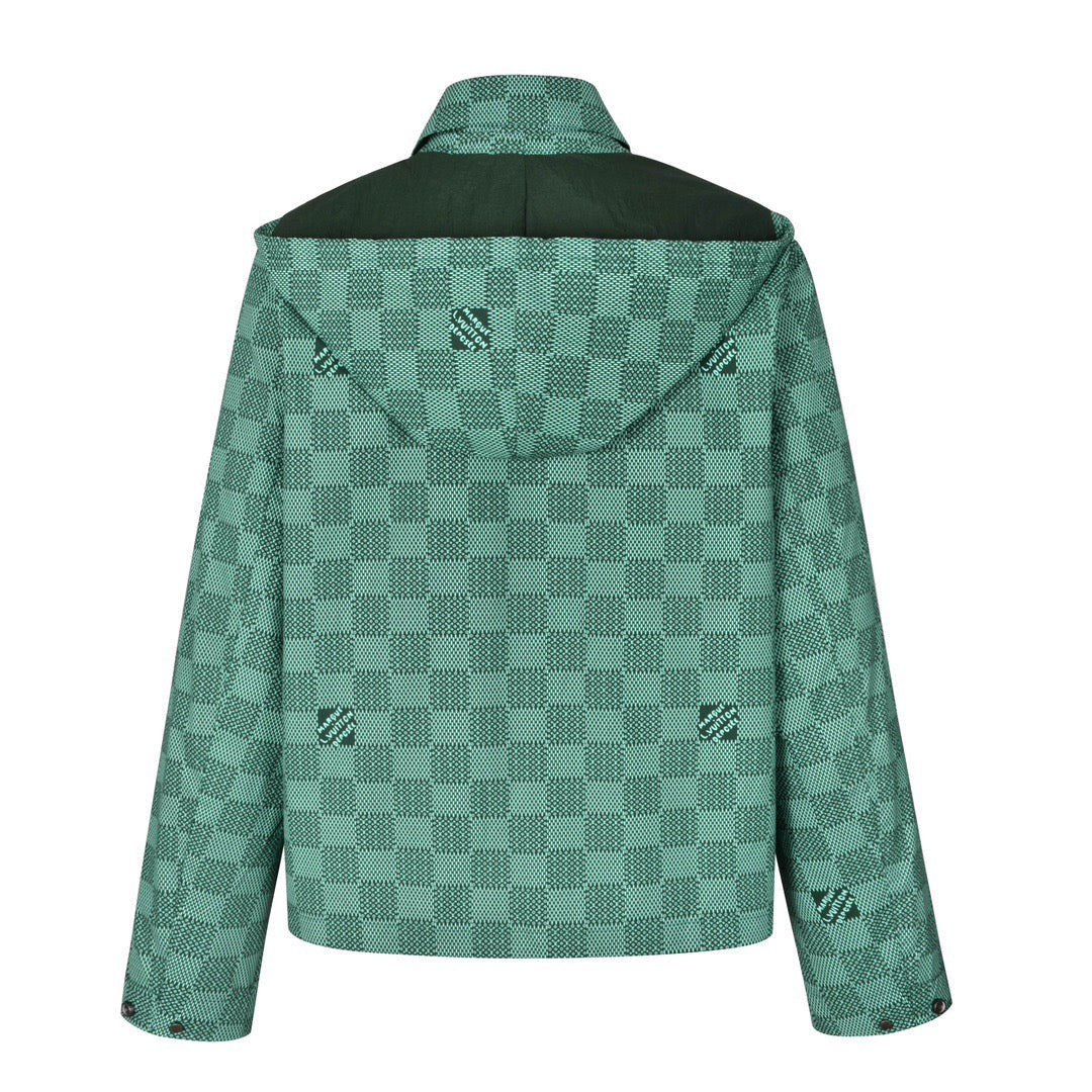 Green checkered hooded jacket