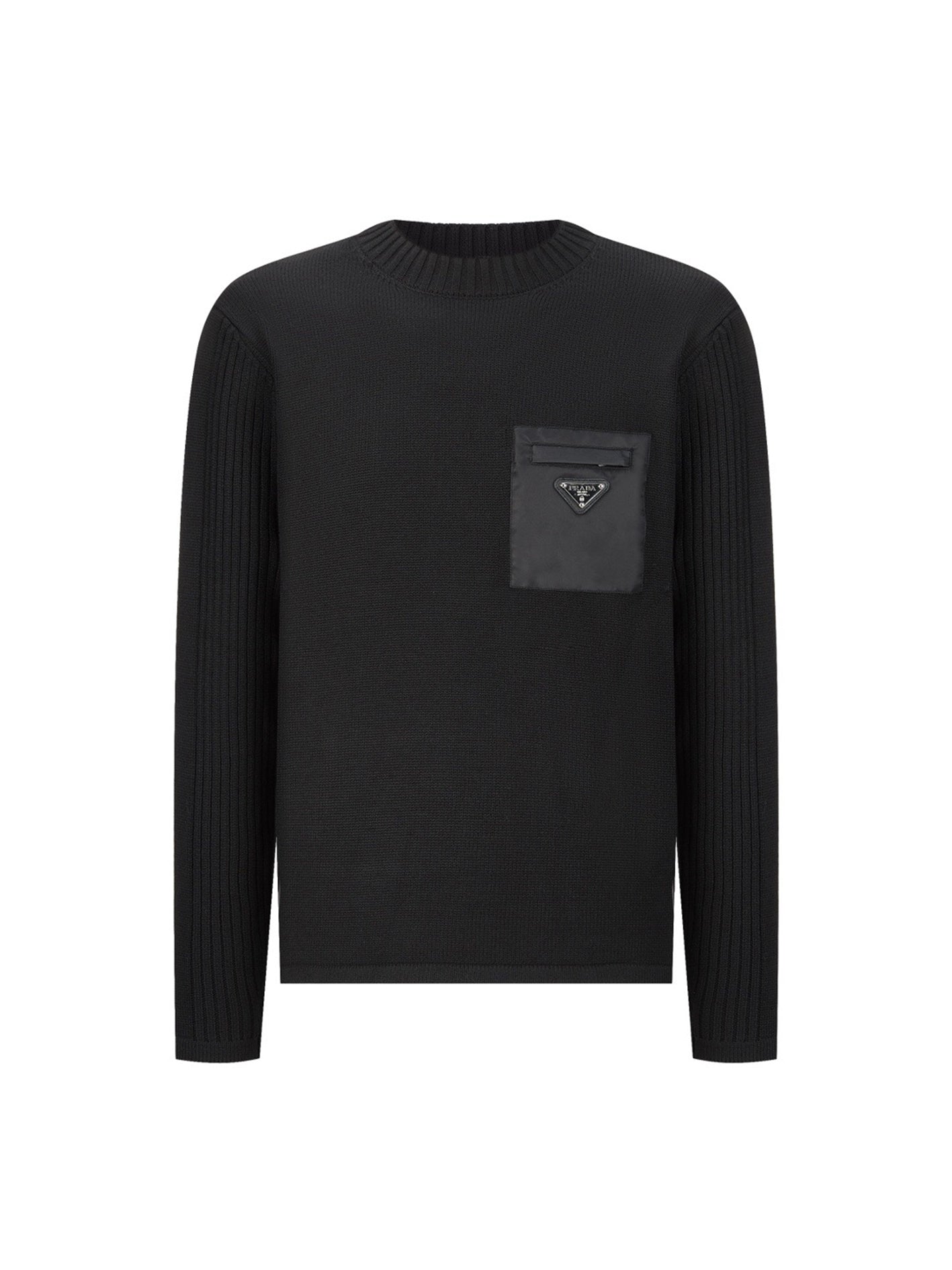 Nylon Pocket Panel Crew Neck Sweater