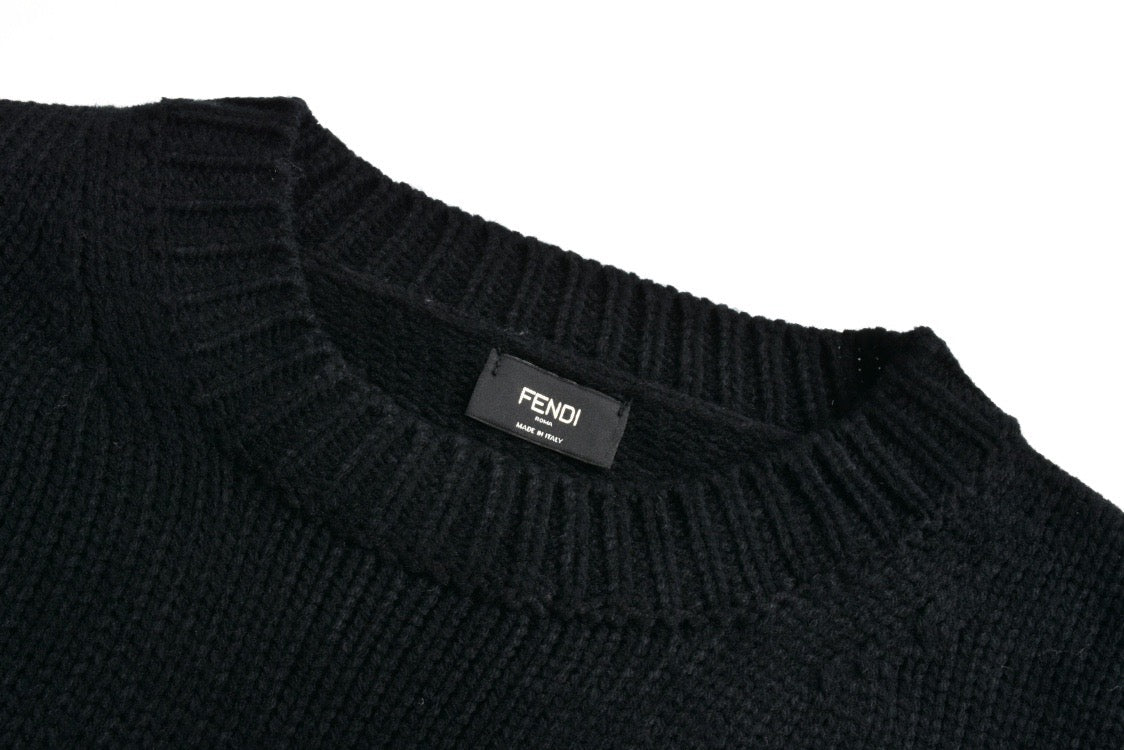 Lettering jacquard crew neck sweater