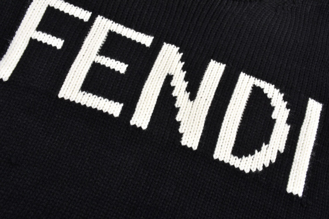 Lettering jacquard crew neck sweater