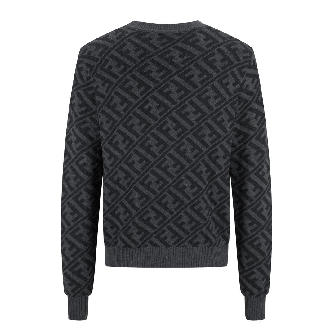 Twill all over print crew neck sweater