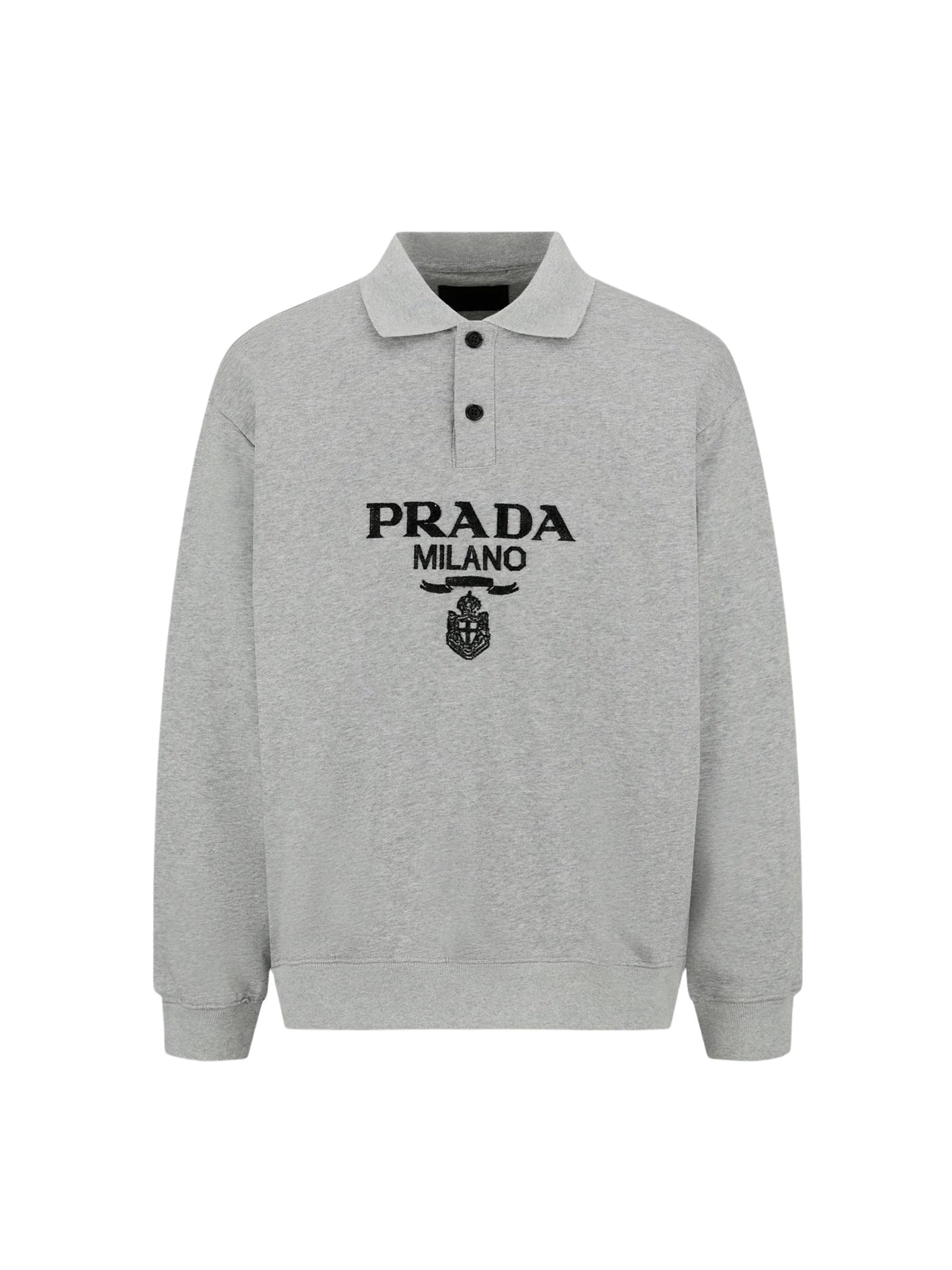 Flocked polo sweatshirt (grey)