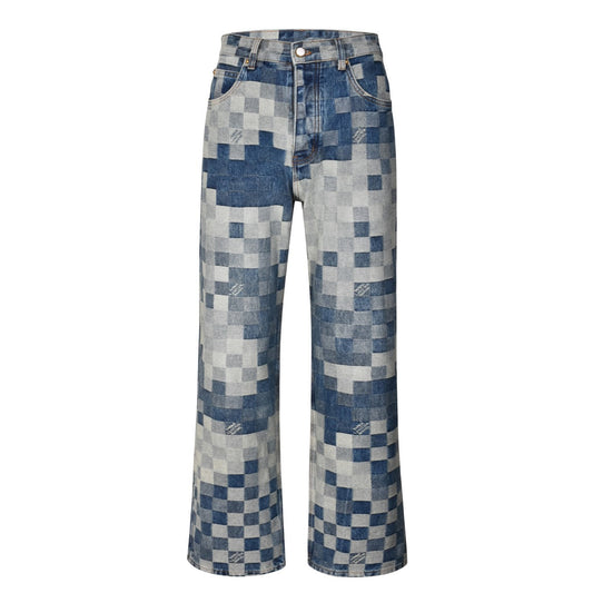 mosaic checkerboard jeans