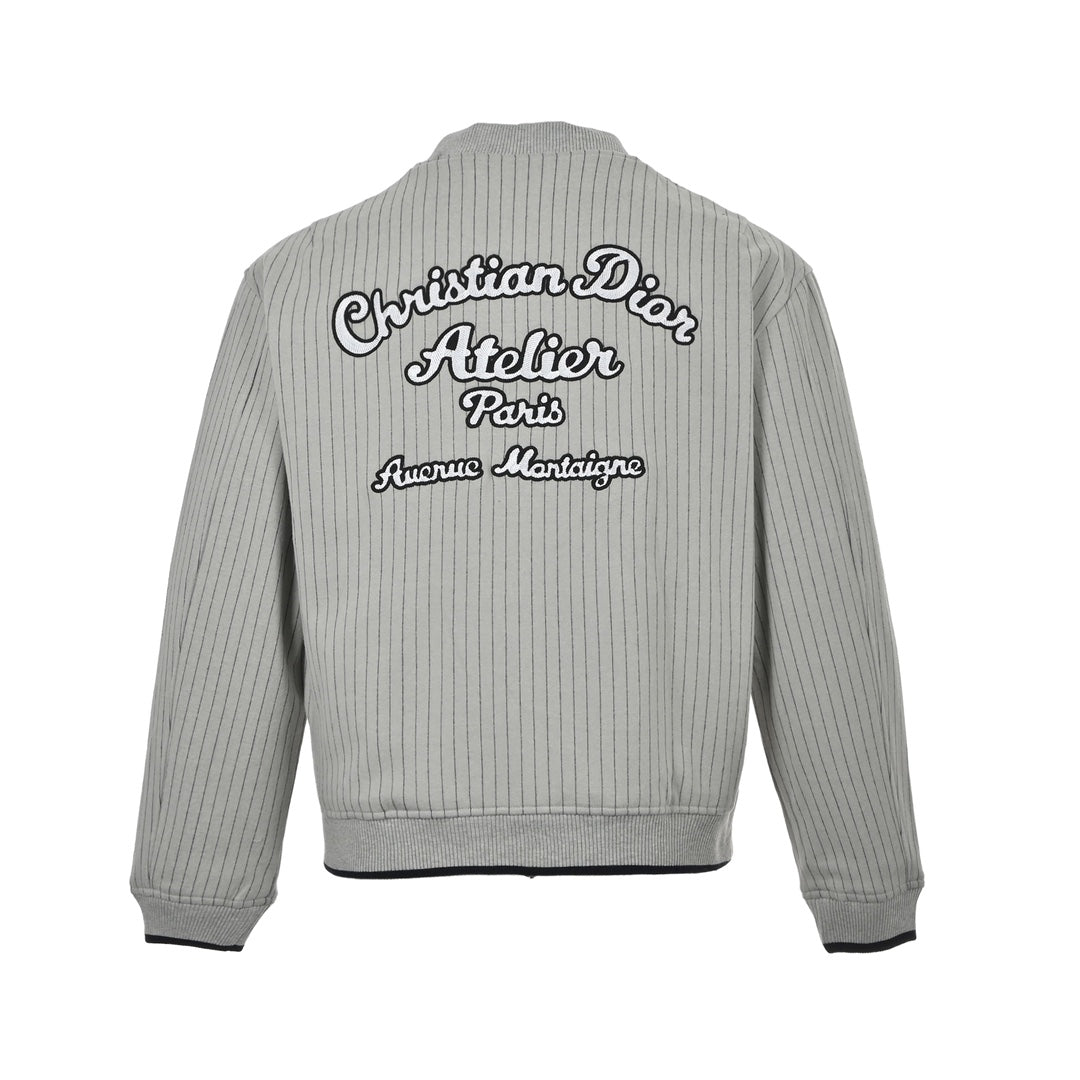 Baseball jacket with vertical stripes embroidered on the front and back