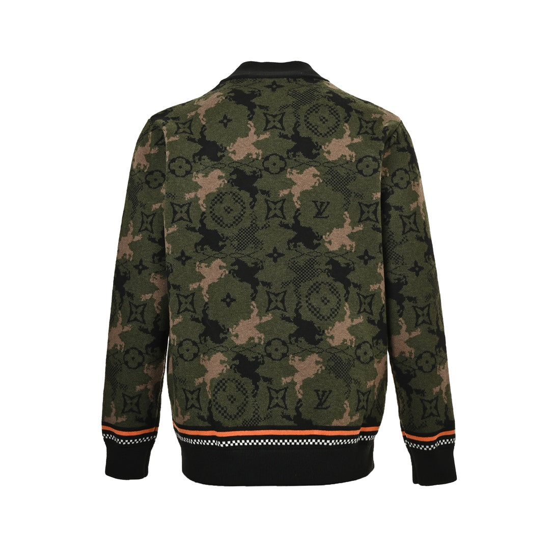 Western denim jacquard camouflage knitted jacket