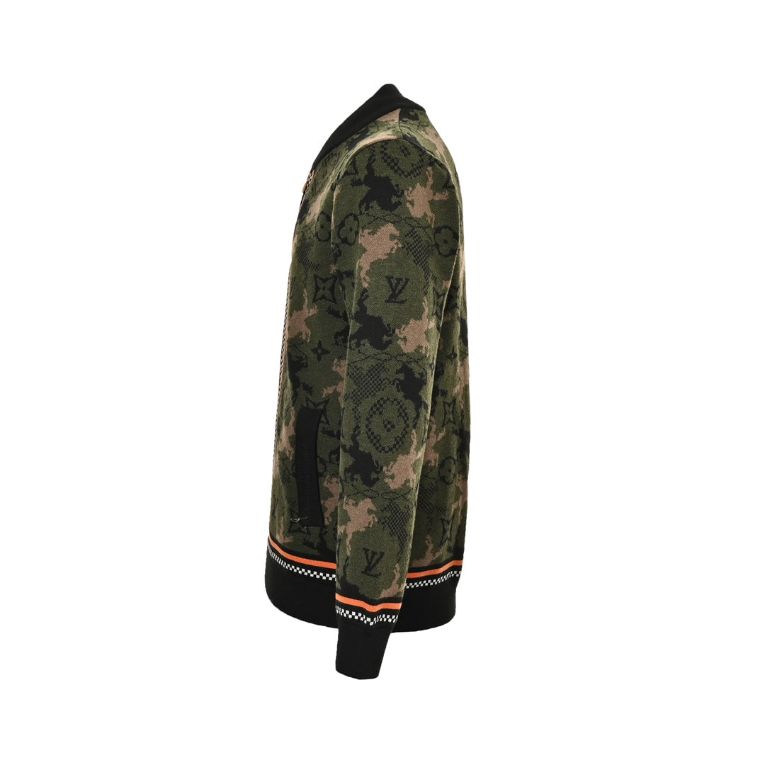 Western denim jacquard camouflage knitted jacket