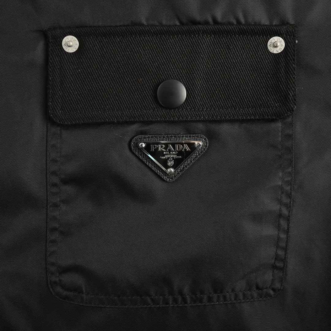 Triangle logo flap padded jacket