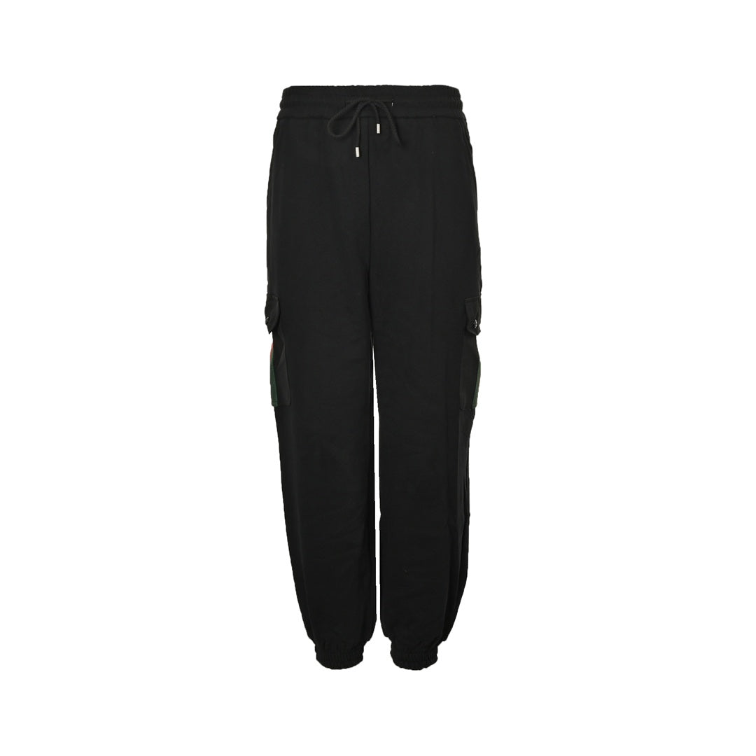 Cargo trousers with side webbing pockets