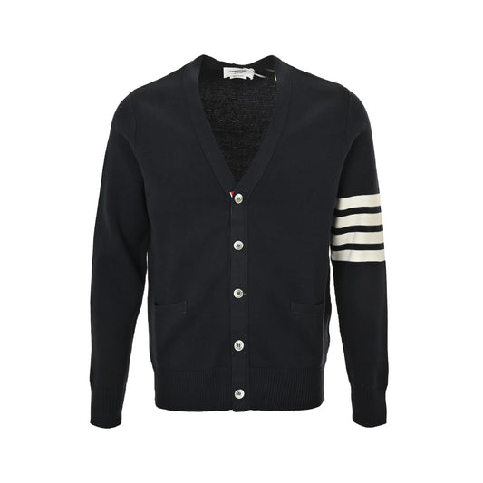 Classic Four-Bar Knit Cardigan Sweater