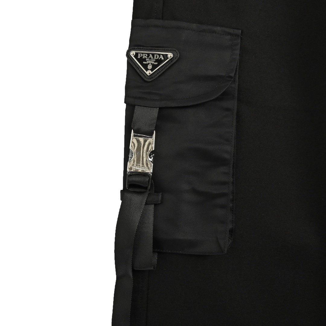 Side pocket buckle cargo trousers