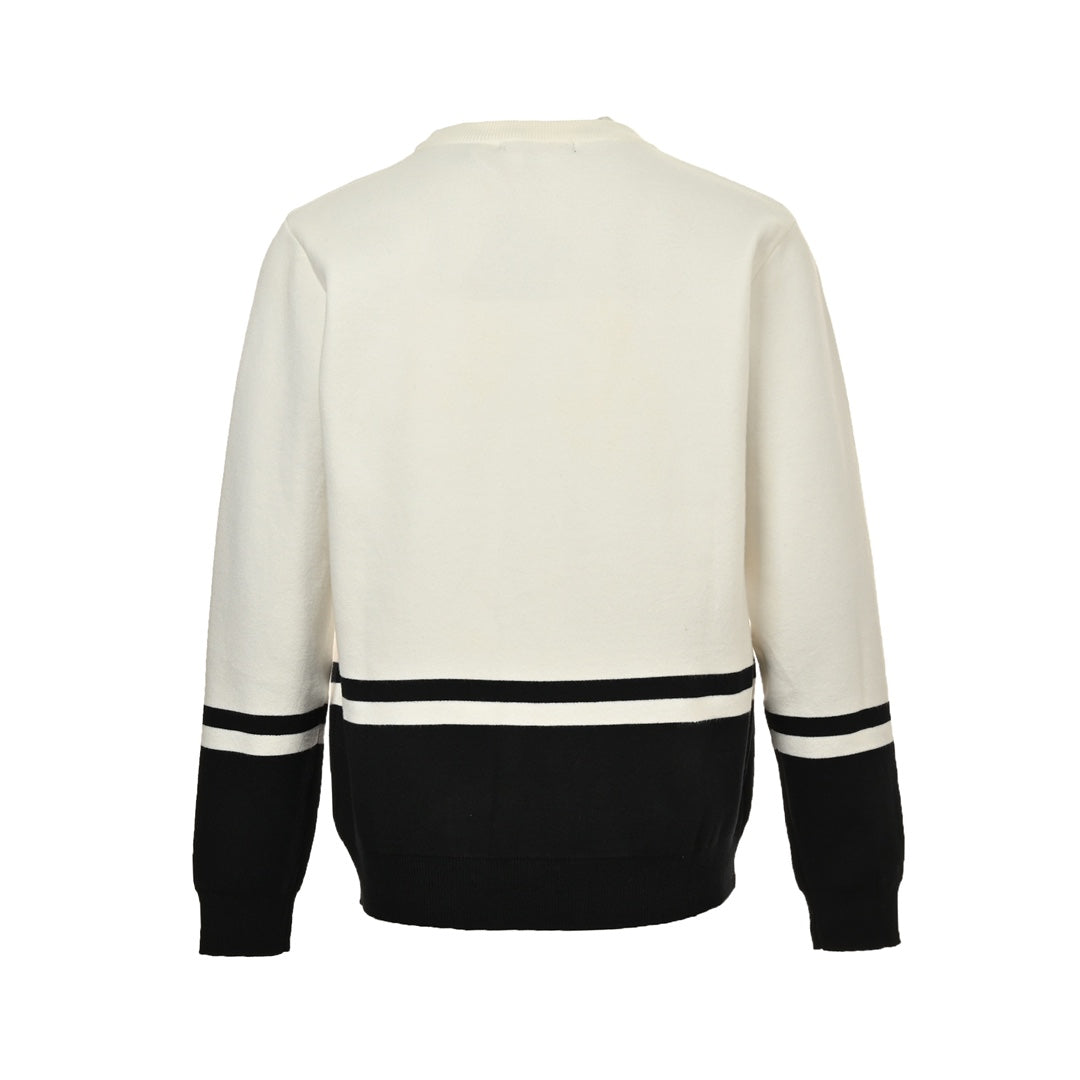 Black and white crew neck sweater